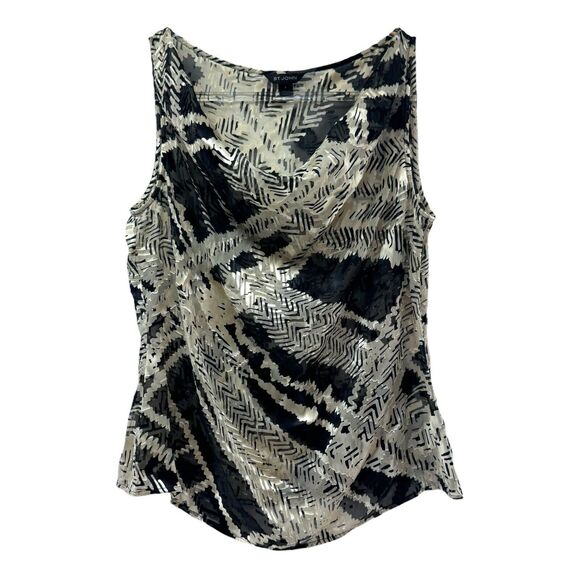 St John Sleeveless Blouse Womens Large Silk Cowl Neck Neutral Sheer Champagne - Picture 10 of 12